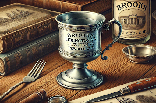 brooks lexington va pewter handeled cup vintage